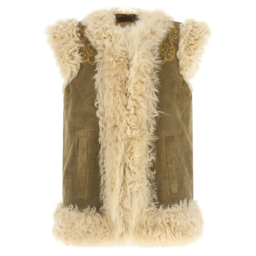 Etro Beige Lamb Fur Sleeveless Women's Jacket